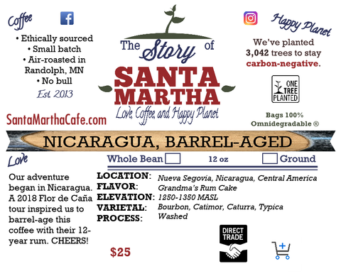 Barrel-aged Roasted  Nicaragua Coffee