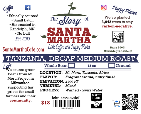 Tanzanian - Decaf Medium Roast